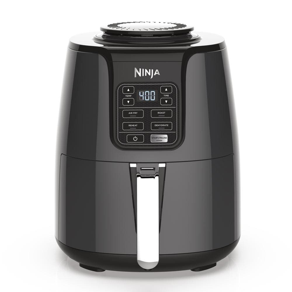 A Ninja air fryer with a digital control panel