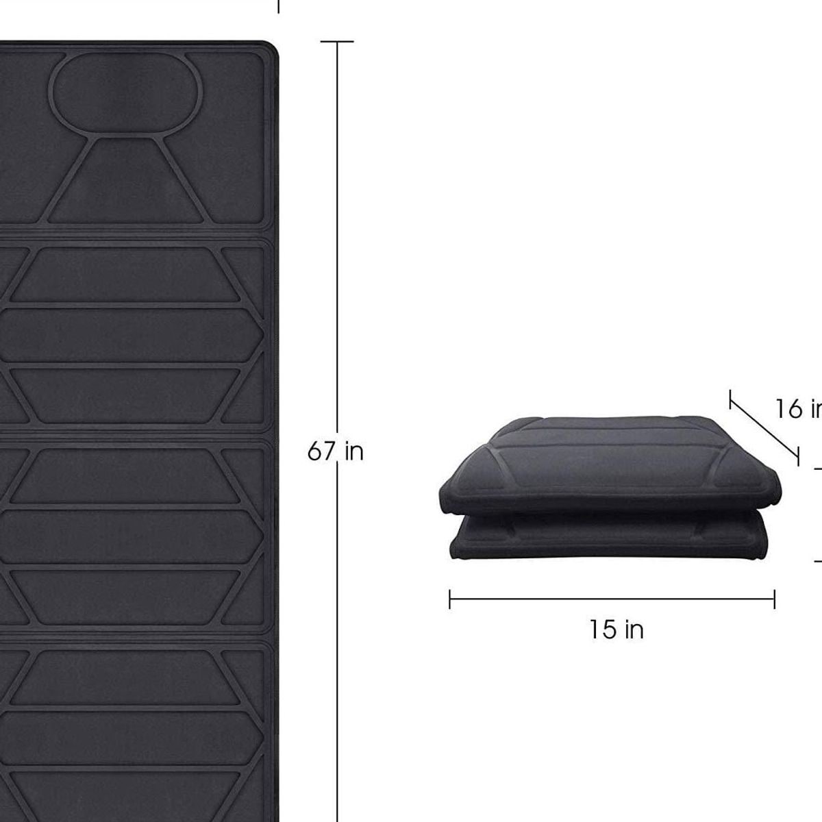 A black Snailax SL-391S full-body vibration massage mat laid out flat and segmented into body zones, photographed from above on a white background